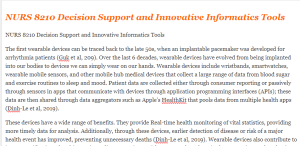 NURS 8210 Decision Support and Innovative Informatics Tools