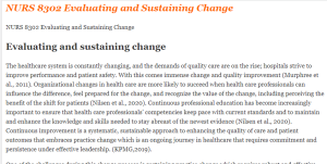 NURS 8302 Evaluating and Sustaining Change
