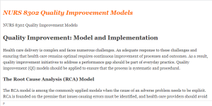 NURS 8302 Quality Improvement Models