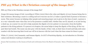 PHI 413 What is the Christian concept of the imago Dei