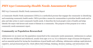 PHN 652 Community Health Needs Assessment Report
