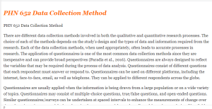 PHN 652 Data Collection Method