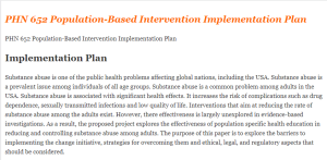 PHN 652 Population-Based Intervention Implementation Plan