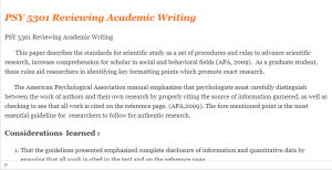 PSY 5301 Reviewing Academic Writing