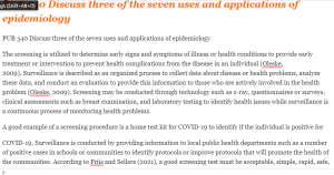 PUB 540 Discuss three of the seven uses and applications of epidemiology