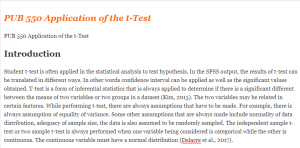 PUB 550 Application of the t-Test