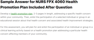 NURS FPX 4060 Health Promotion Plan