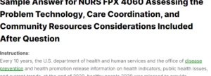 NURS FPX 4060 Assessing the Problem: Technology, Care Coordination, and Community Resources Considerations