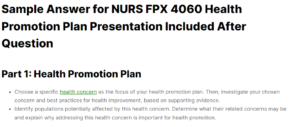 NURS FPX 4060 Health Promotion Plan Presentation