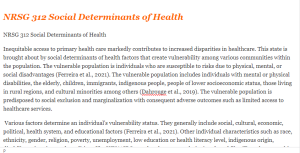 NRSG 312 Social Determinants of Health