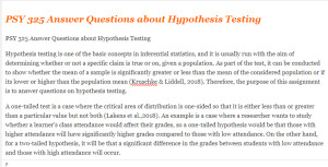 PSY 325 Answer Questions about Hypothesis Testing