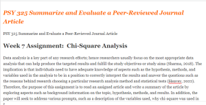 PSY 325 Summarize and Evaluate a Peer-Reviewed Journal Article