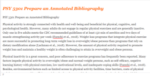 PSY 5301 Prepare an Annotated Bibliography