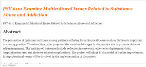 PSY 6110 Examine Multicultural Issues Related to Substance Abuse and Addiction