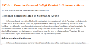 PSY 6110 Examine Personal Beliefs Related to Substance Abuse