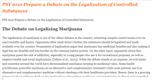 PSY 6110 Prepare a Debate on the Legalization of Controlled Substances