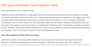PSY 6305 Determine Your Capstone Topic