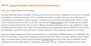 PSYC 5302 Examine Stress-Level Inventory