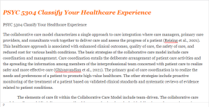 PSYC 5304 Classify Your Healthcare Experience