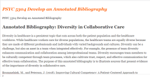 PSYC 5304 Develop an Annotated Bibliography