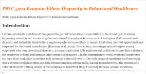PSYC 5304 Examine Ethnic Disparity in Behavioral Healthcare